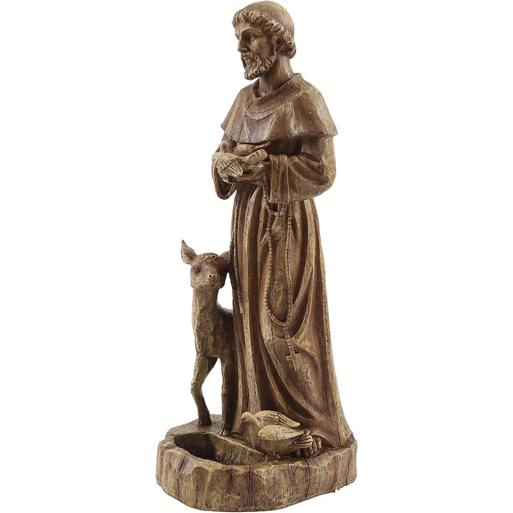Outdoor Garden Saint Francis Garden Figure, Saint Francis Outdoor Sculpture for Garden Patio Yard Courtyard Decor