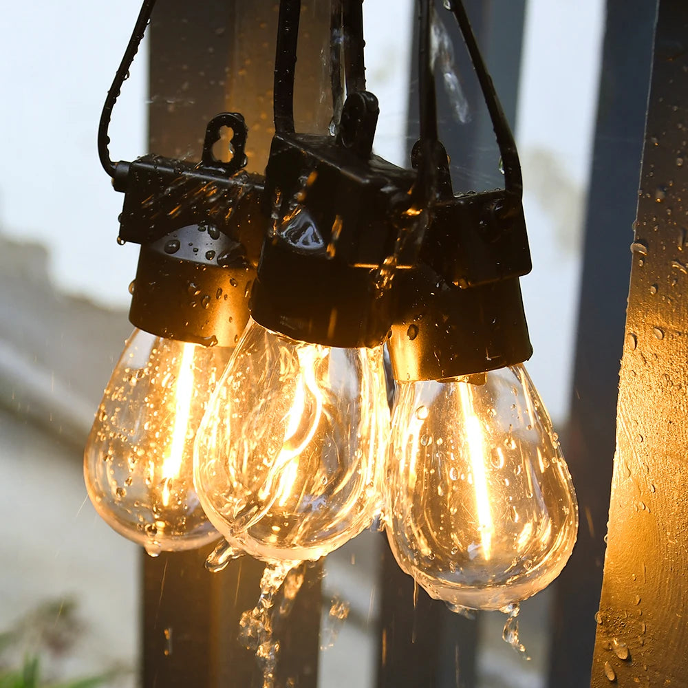 15M 30M LED String Light Shatterproof Led Festoon Garland Retro Patio Light Outdoor Light Decoration For Garden Wedding Holiday