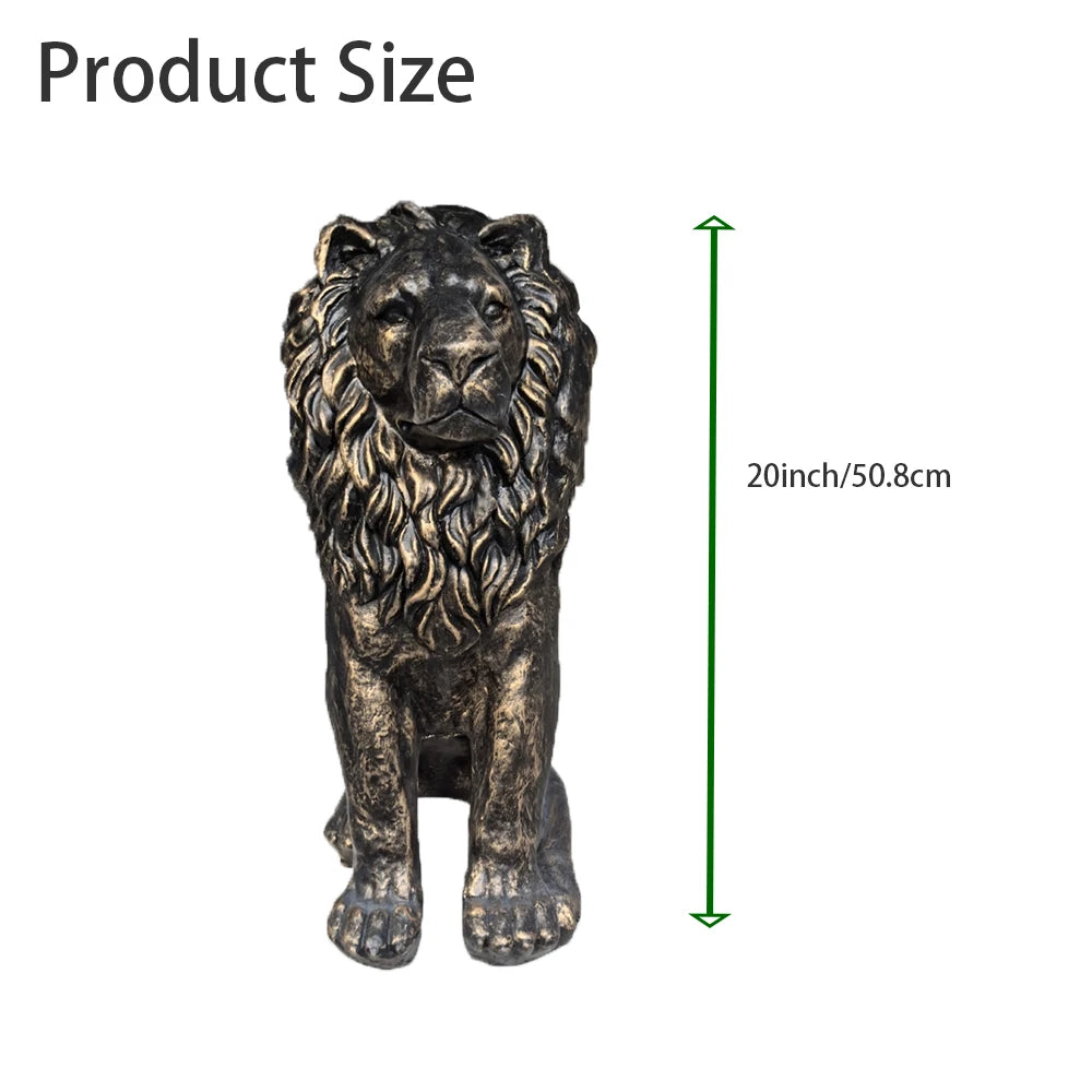 Outdoor Lion Statue, Antique Majestic Sitting Lion Sculpture, Guardian Lion for Outdoor Garden Patio Yard and Lawn Decor