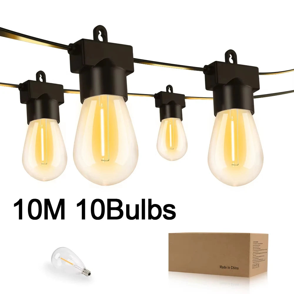 15M 30M LED String Light Shatterproof Led Festoon Garland Retro Patio Light Outdoor Light Decoration For Garden Wedding Holiday