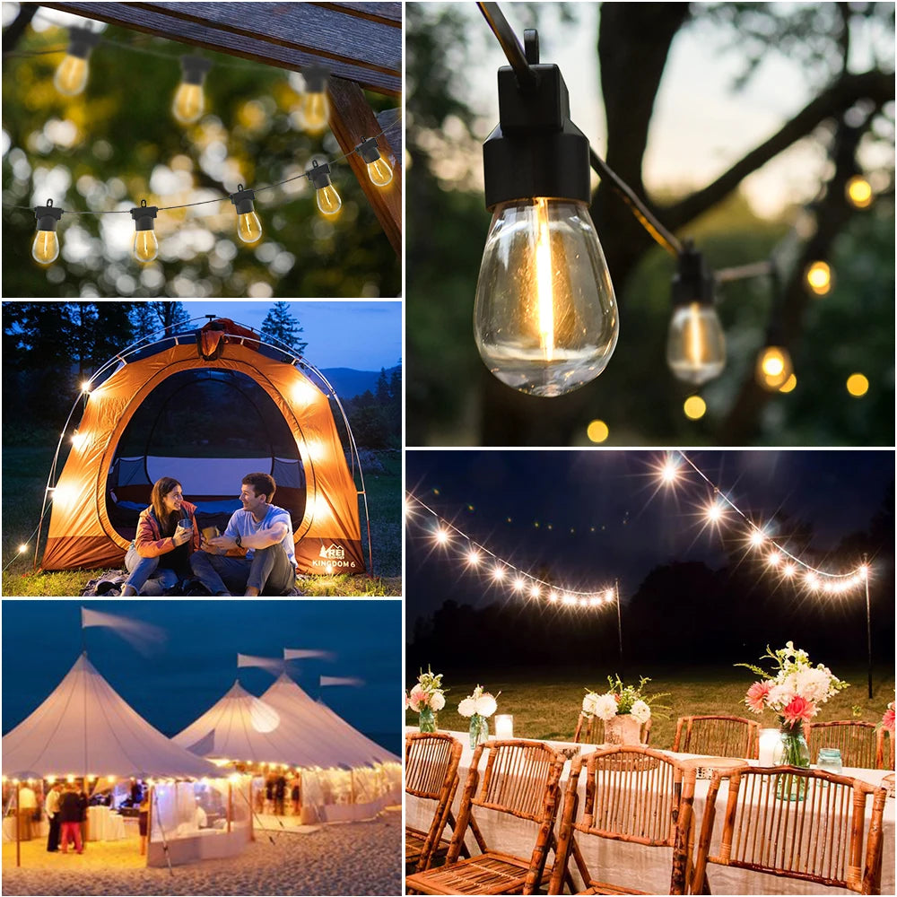 15M 30M LED String Light Shatterproof Led Festoon Garland Retro Patio Light Outdoor Light Decoration For Garden Wedding Holiday