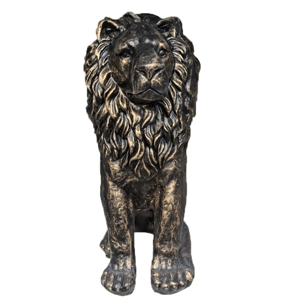 Outdoor Lion Statue, Antique Majestic Sitting Lion Sculpture, Guardian Lion for Outdoor Garden Patio Yard and Lawn Decor
